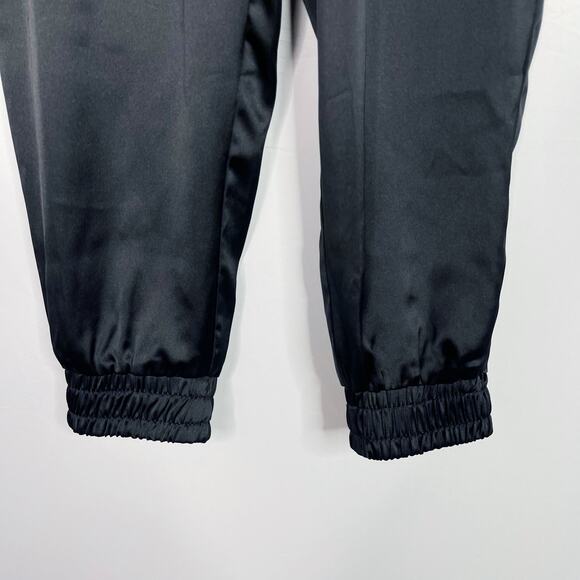 Gibson Look XSmall XS Black Satin Look Cinch Bottom Joggers Tie Waist Pockets - Picture 5 of 11